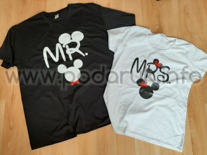Тениски за двойки с надписи 'Mr.' & 'Mrs.' 