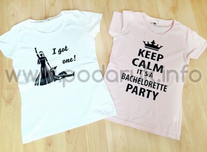 Тениска за моминско парти с надпис Keep Calm It's A Bachelorette Party